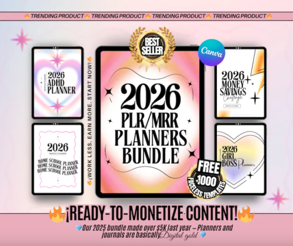 2026 PLR MRR Digital Planner Bundle, Printable, 26 Canva Plr Templates ...