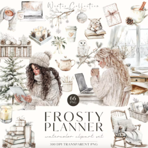 Planner Clipart, Winter Clipart, Book Lover, Winter Season, Digital Planner, Winter Cuteness, Cottagecore, Digital Stickers, Scrapbooking